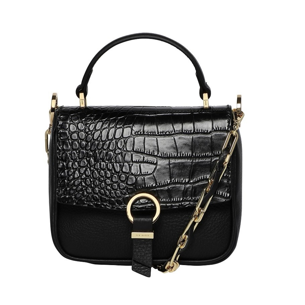 Ted Baker Black Croc-Embossed Shoulder Bag